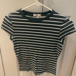 Striped Kids Shirt - Green and White